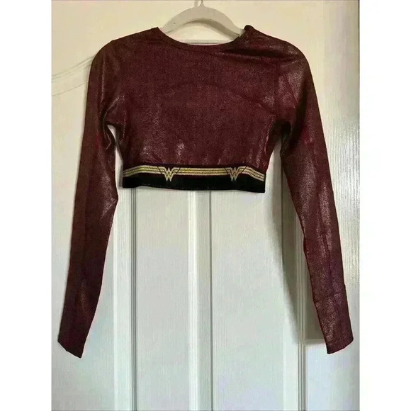 NWT Eleven Venus Williams Wonder Woman Long Sleeve Burgundy Crop Top Size Xs - Picture 3 of 6